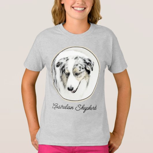 Australian Shepherd Painting - Original Dog Art T- T-Shirt (Vorderseite)