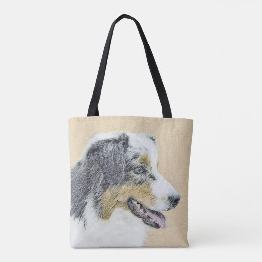 Australian Shepherd Painting - Original Dog Art Tasche (Rückseite)