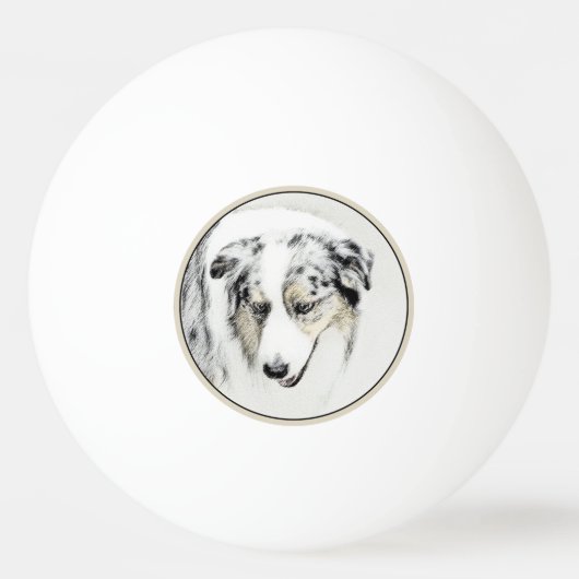 Australian Shepherd Painting - Original Dog Art Tischtennisball (Vorderseite)