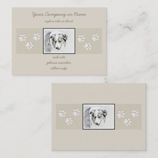 Australian Shepherd Painting - Original Dog Art Visitenkarte (Vorne/Hinten)