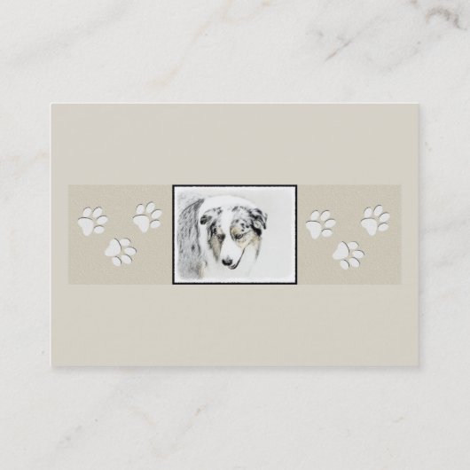 Australian Shepherd Painting - Original Dog Art Visitenkarte (Rückseite)