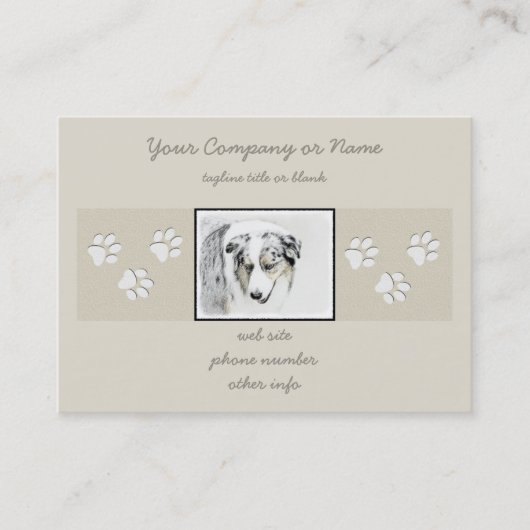 Australian Shepherd Painting - Original Dog Art Visitenkarte (Vorderseite)