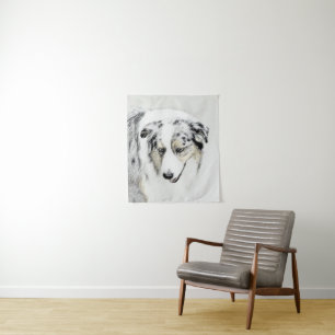 Australian Shepherd Painting - Original Dog Art Wandteppich