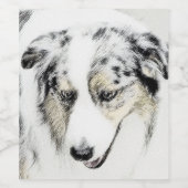 Australian Shepherd Painting - Original Dog Art Weinetikett (Einzelnes Label)