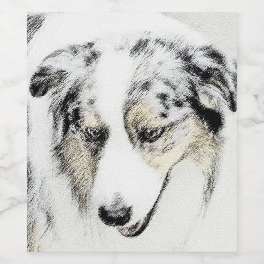 Australian Shepherd Painting - Original Dog Art Weinetikett (Einzelnes Label)