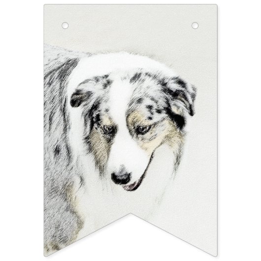 Australian Shepherd Painting - Original Dog Art Wimpelkette (Zweite Fahne)