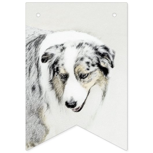 Australian Shepherd Painting - Original Dog Art Wimpelkette (Erste Fahne)