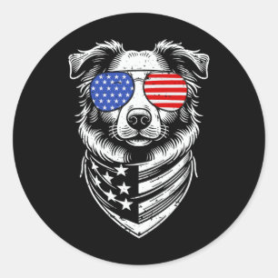 Australian Shepherd Patriotic 4. Juli Amerikaner Runder Aufkleber