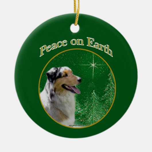 Australian Shepherd Peace Keramik Ornament (Vorne)