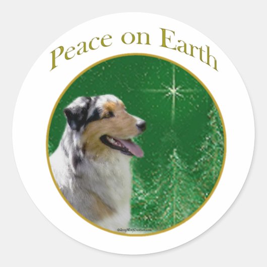 Australian Shepherd Peace Runder Aufkleber (Vorderseite)
