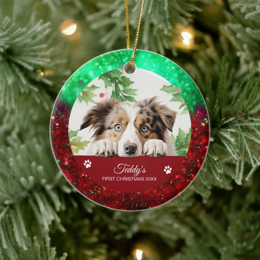 Australian Shepherd Personalisiert Weihnachten Keramik Ornament (Baum)