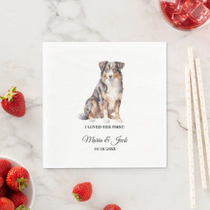 Australian Shepherd Pet Cocktail Wedding Serviette