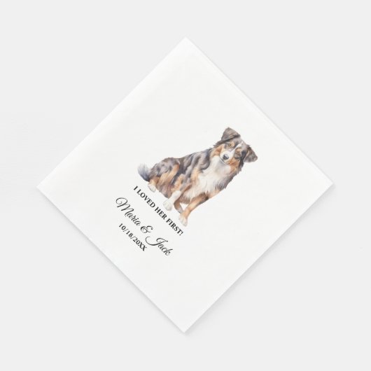 Australian Shepherd Pet Cocktail Wedding Serviette (Ecke)
