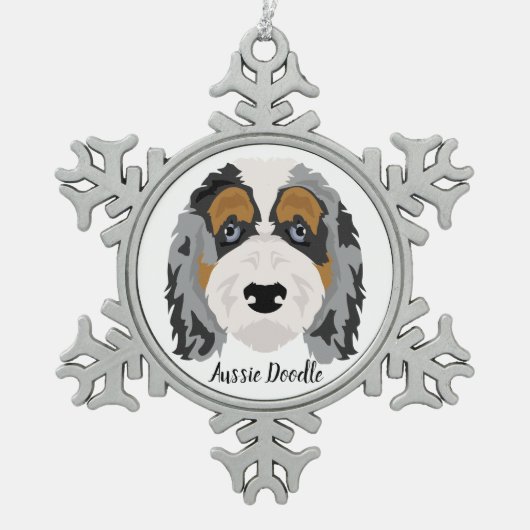 Australian Shepherd Poodle Mix Weihnachtsschmuck Schneeflocken Zinn-Ornament (Vorderseite)