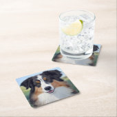 Australian Shepherd Portrait  -  Rechteckiger Pappuntersetzer (Vor Ort)