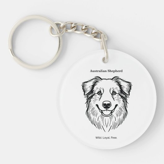Australian Shepherd Portrait Schlüsselanhänger (Vorderseite)
