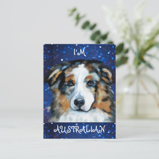 Australian Shepherd Postkarte (Stehend Vorderseite)
