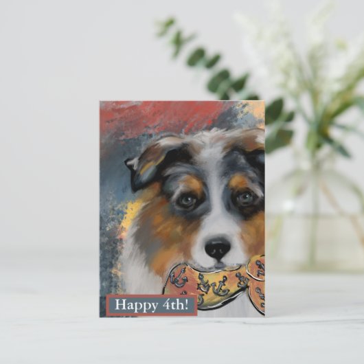 Australian Shepherd Postkarte (Stehend Vorderseite)