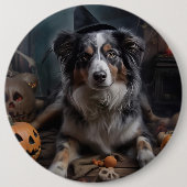 Australian Shepherd Pumpkins Halloween Beängstigen Button (Vorderseite)