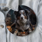 Australian Shepherd Pumpkins Halloween Beängstigen Button (Beispiel)