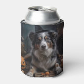 Australian Shepherd Pumpkins Halloween Beängstigen Dosenkühler (Kanne Vorderseite)