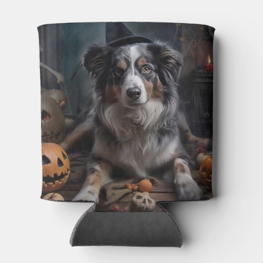 Australian Shepherd Pumpkins Halloween Beängstigen Dosenkühler (Rückseite)
