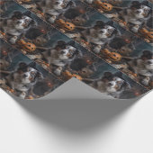 Australian Shepherd Pumpkins Halloween Beängstigen Geschenkpapier (Ecke)