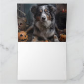 Australian Shepherd Pumpkins Halloween Beängstigen Karte (Innenseite)