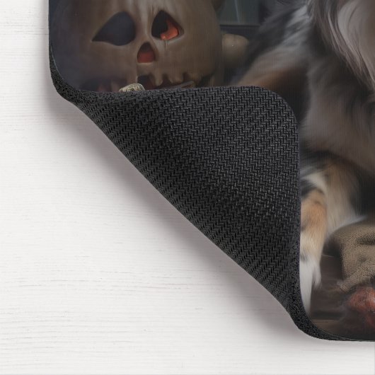 Australian Shepherd Pumpkins Halloween Beängstigen Mousepad (Ecke)