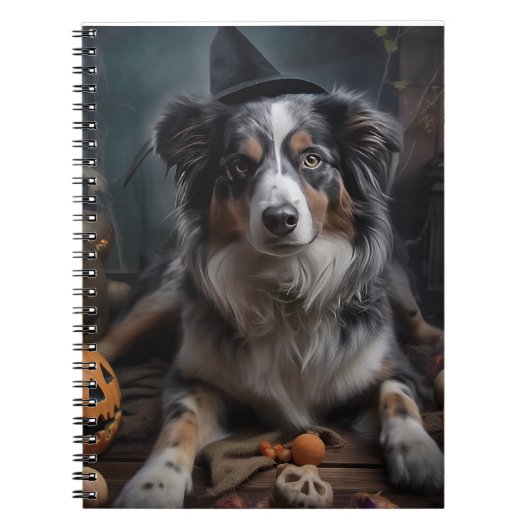 Australian Shepherd Pumpkins Halloween Beängstigen Notizblock (Vorderseite)