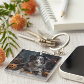 Australian Shepherd Pumpkins Halloween Beängstigen Schlüsselanhänger (Vorderseite rechts)