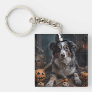 Australian Shepherd Pumpkins Halloween Beängstigen Schlüsselanhänger