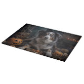 Australian Shepherd Pumpkins Halloween Beängstigen Schneidebrett (Ecke)