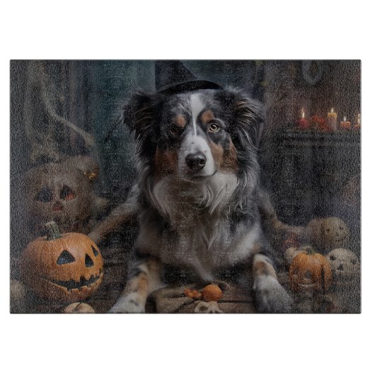 Australian Shepherd Pumpkins Halloween Beängstigen Schneidebrett (Vorderseite)