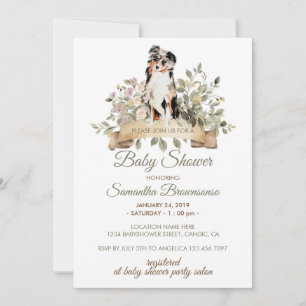 Australian Shepherd Puppy Baby Shower Einladung