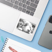 australian shepherd puppy bw aufkleber (Laptop mit iPhone)