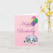 Australian Shepherd Puppy Happy Birthday Karte (Gelbe Blume)
