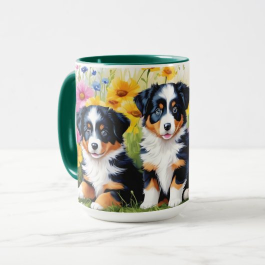 Australian Shepherd Puppy Tasse (Vorderseite Links)