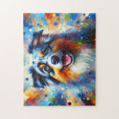 Australian Shepherd Puzzle: Blue Merle Aussie Hund Puzzle (Vertikal)