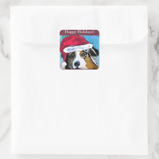 Australian Shepherd Quadratischer Aufkleber (Tasche)