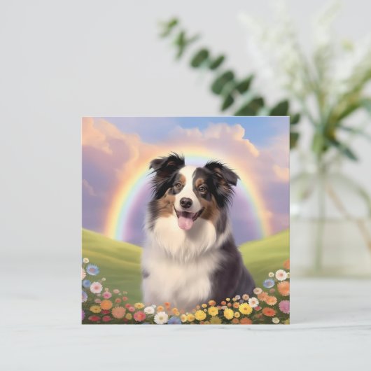 Australian Shepherd Rainbow Bridge Individuelle Na (Stehend Vorderseite)