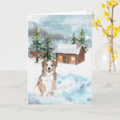 Australian Shepherd (Red) Christmas Card Karte (Gelbe Blume)
