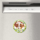Australian Shepherd Red Tri Puppy ~ Grüne Blätter Magnet (In Situ (Geschirrspüler))