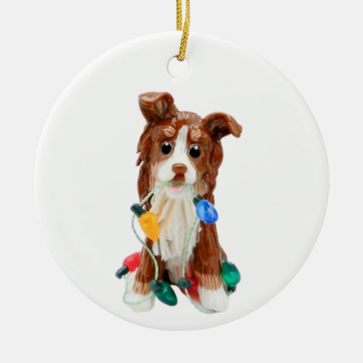 Australian Shepherd Red Tricolor Keramik Ornament (Vorne)