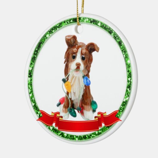 Australian Shepherd Red Tricolor Keramik Ornament (Links)
