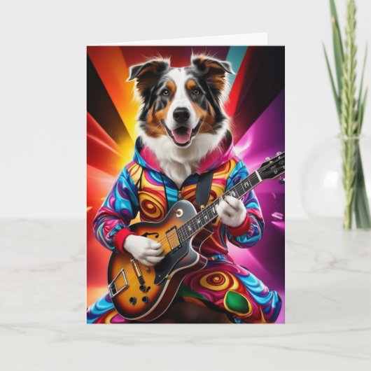 Australian Shepherd Rock Star Karte (Vorderseite)