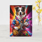 Australian Shepherd Rock Star Karte (Gelbe Blume)