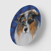 Australian Shepherd Runde Wanduhr (Winkel)