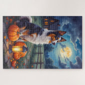 Australian Shepherd Rustic Halloween Mondlicht Kun Puzzle (Horizontal)