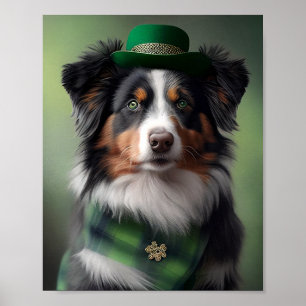 Australian Shepherd Saint Patrick Poster